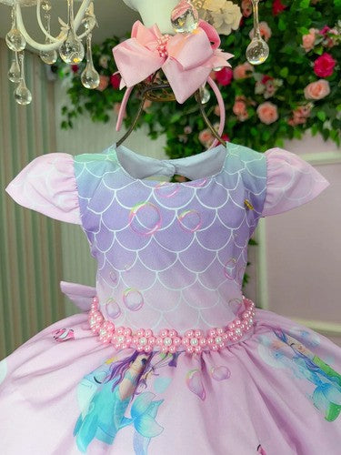 Vestido Infantil Temático Kids Sereia - Fundo do Mar (VESTINFTSERT)