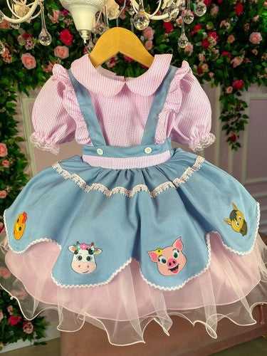Vestido Tematicos Kids Fazendinha Salopete Jeans (VESTBNNCLBJNNFAZNSLPJANS)