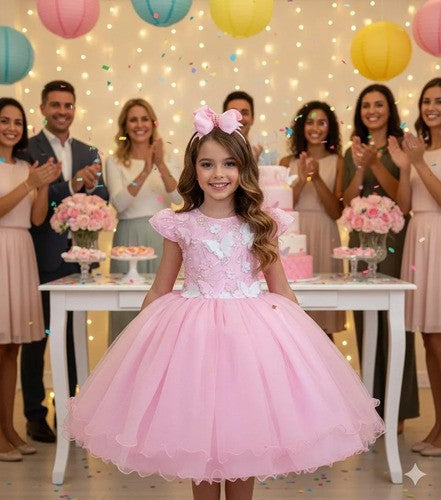 Vestido Marie Jardim Encantado Mel Rosa Bebe (VESTMRKDSJDMENCTROS)