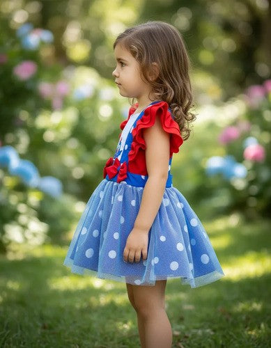 Romper Vestido Tematico Galinha Pintadinha Azul E Vermelho