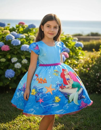 Vestido Infantil Temáticos da Gigi Ariel - Sereia (VESTINFTMCDGGARLSRA)
