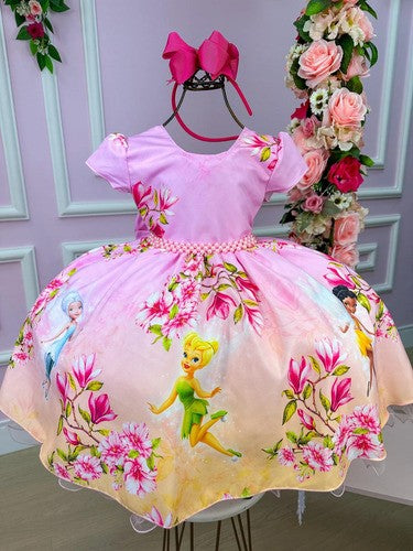 Vestido Infantil Temáticos da Gigi Fadas - Tinker Bell - Sininho Rosa (VESTIFFDTNKBLLT)