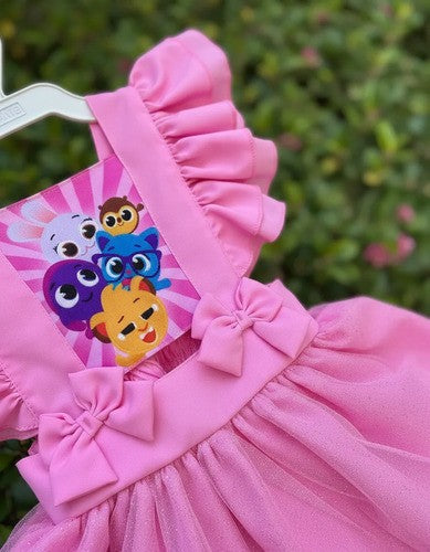 Romper Vestido Bolofofos Bolo Fofos Jardineira Rosa Menina