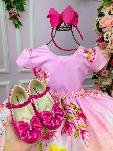 Vestido Infantil Temáticos da Gigi Fadas - Tinker Bell - Sininho Rosa (VESTIFFDTNKBLLT)
