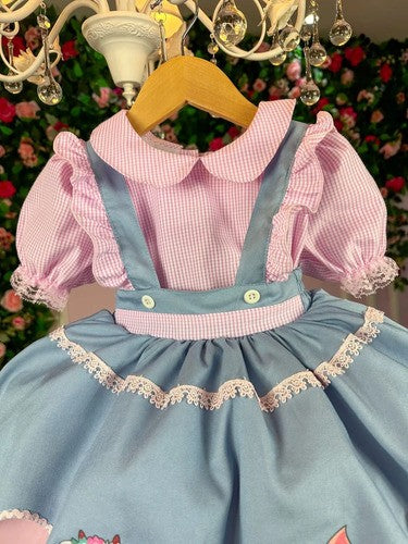 Vestido Tematicos Kids Fazendinha Salopete Jeans (VESTBNNCLBJNNFAZNSLPJANS)