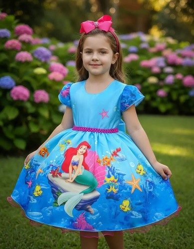 Vestido Infantil Temáticos da Gigi Ariel - Sereia (VESTINFTMCDGGARLSRA)