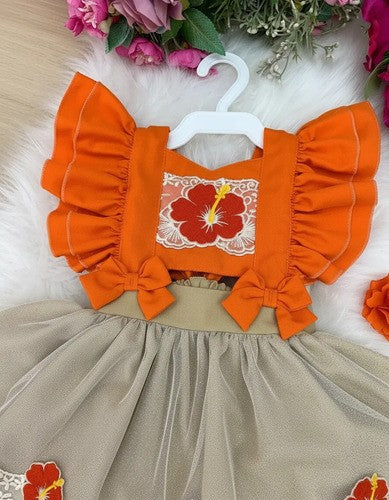 Romper Vestido Moana Baby Princesa Aniversário Menina