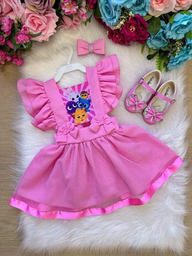 Romper Vestido Bolofofos Bolo Fofos Jardineira Rosa Menina