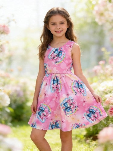 Vestido Tematicos Kids Stitch e Angel Rosa (VESTTMTCSKDSSTCHANGLRS)