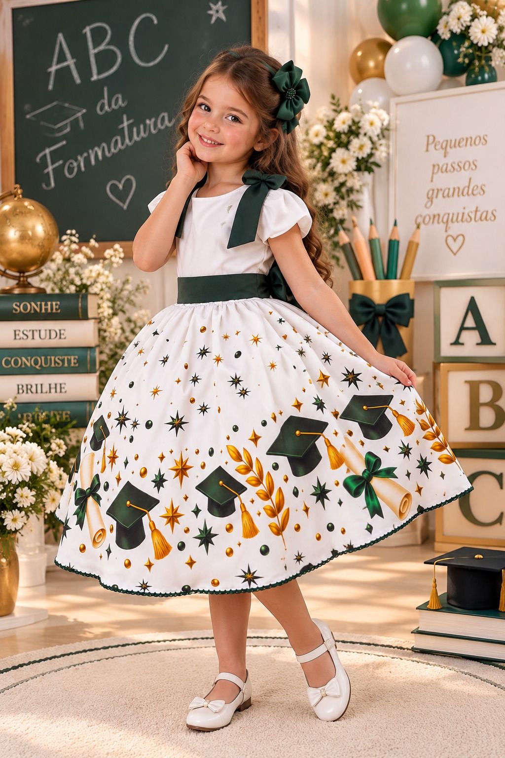 Vestido Marie Magia da Formatura ABC Aquarela Verde Esmeralda