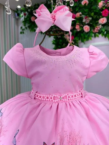Vestido Infantil Menina Bonita Bosque Encantado Rosa (VESTIINFMNNBNTRS3)