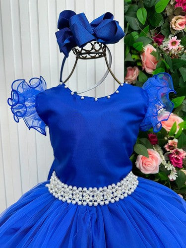 Vestido Longo Festa Formatura Daminha Azul Royal Menina