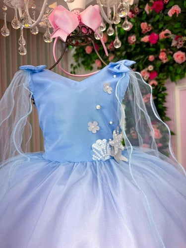Vestido Princesa Belli Tematico Sereia - Ariel - Fundo do Mar (VESTFNTSERIA)