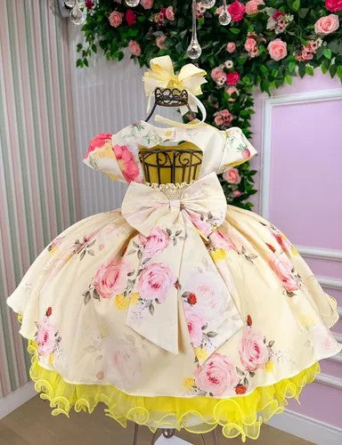 Vestido Menina Bonita Jardim Encantado Loise Amarelo (VESTMTAJENLSEARLO)