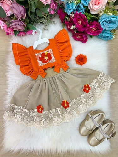 Romper Vestido Moana Baby Princesa Aniversário Menina