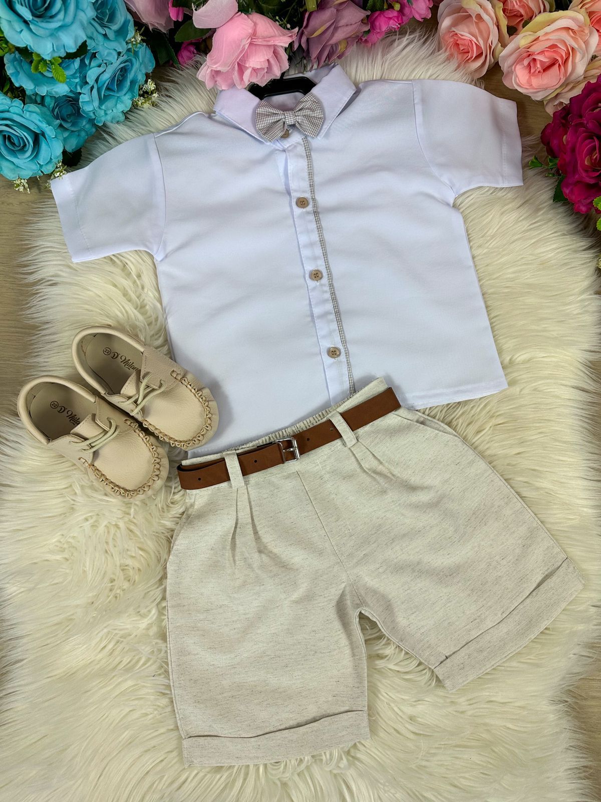 Conjunto Miss Cherry Social Linho Shorts Xadrez Heitor (CONJMCSLSHOXADRZ)