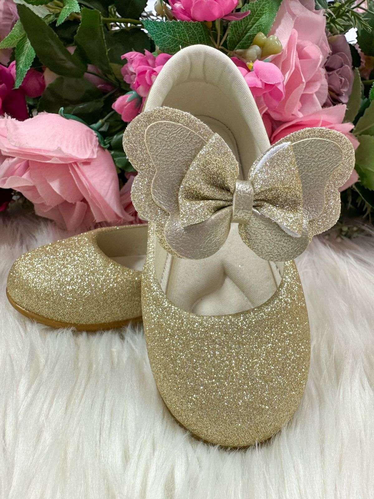 Sapatilha Flor Di MIla Baby Dourado Gliter (SPTLFLRDMLBBDOUGLT)