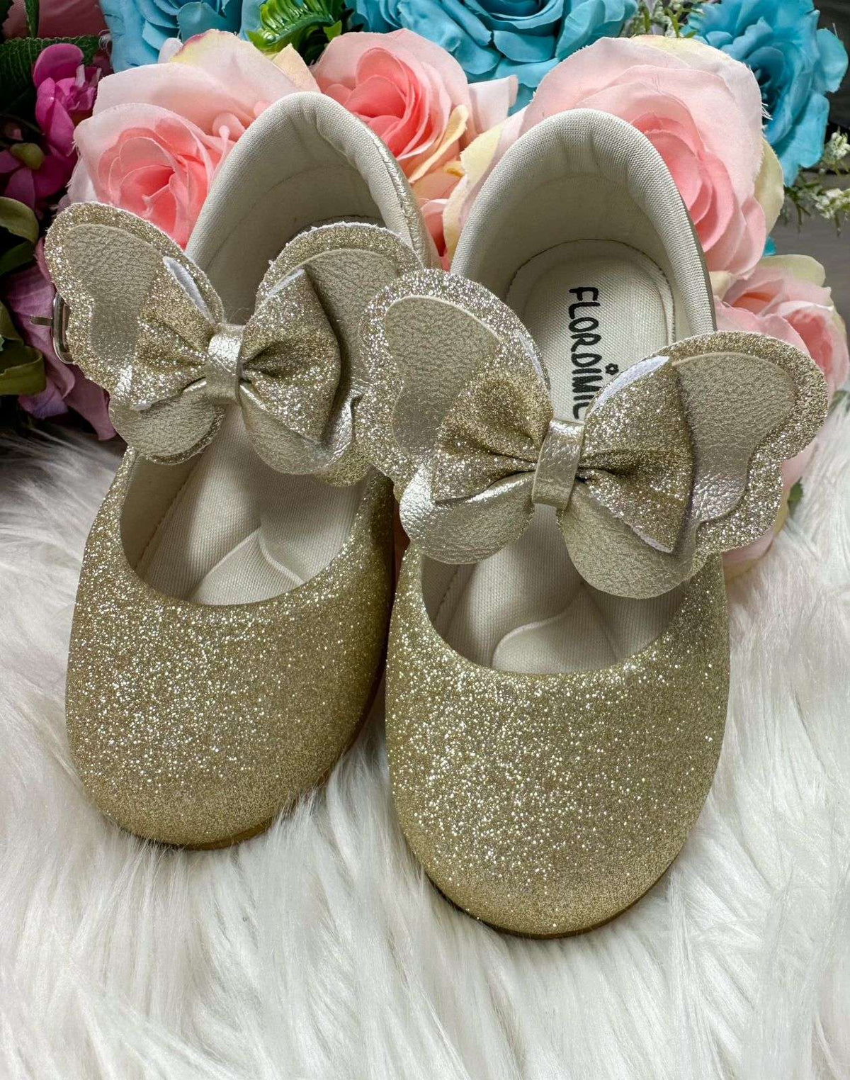 Sapatilha Flor Di MIla Baby Dourado Gliter (SPTLFLRDMLBBDOUGLT)