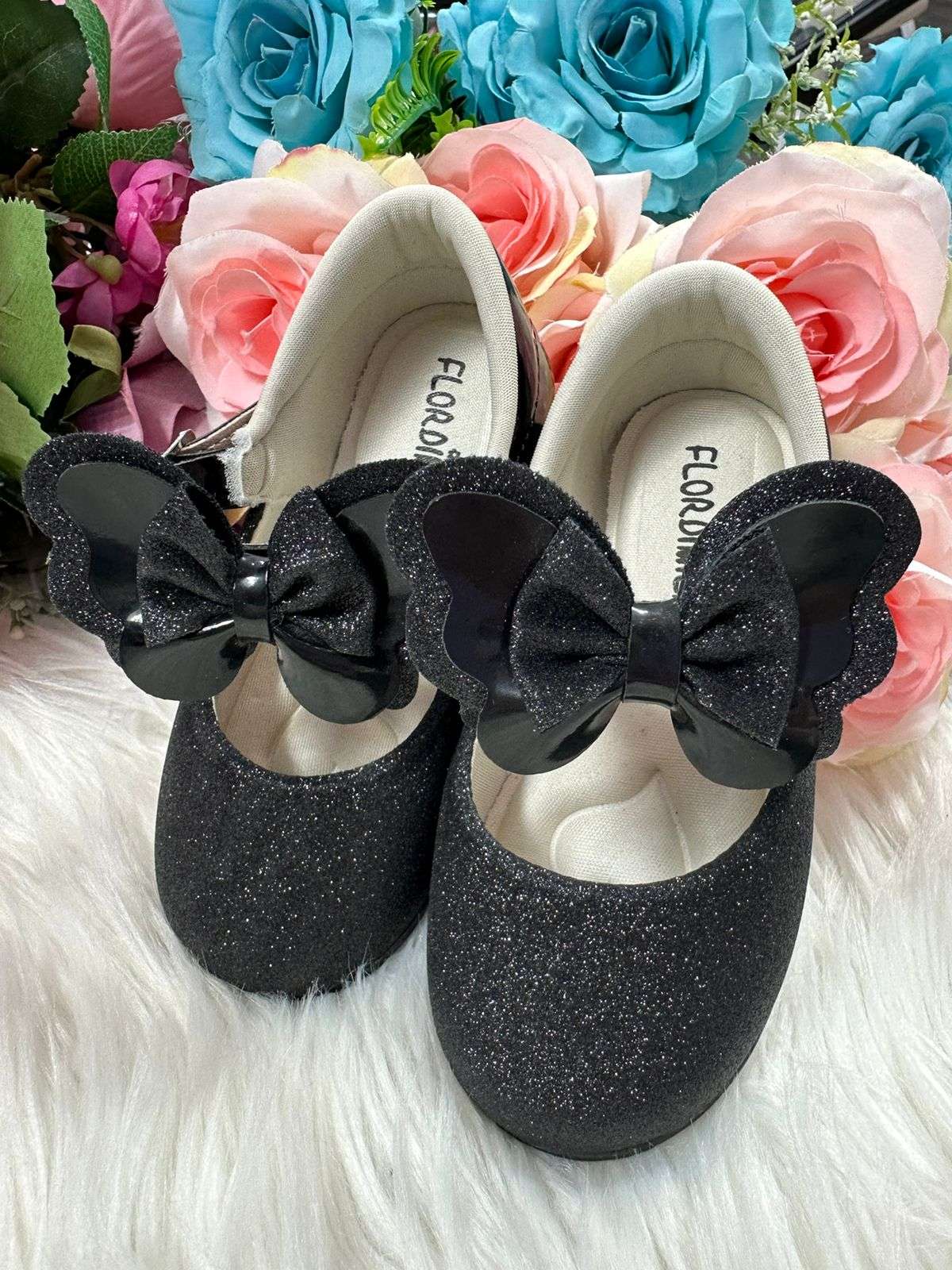 Sapatilha Flor Di MIla Baby Preto Gliter (SPTLFLRDMLBBPTGLT)