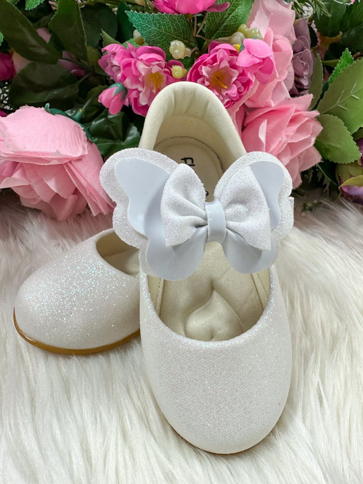 Sapatilha Flor Di MIla Baby Branco Gliter (SPTLFLRDMLBBBRNCGT)