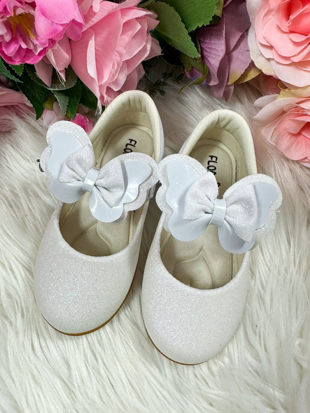 Sapatilha Flor Di MIla Baby Branco Gliter (SPTLFLRDMLBBBRNCGT)