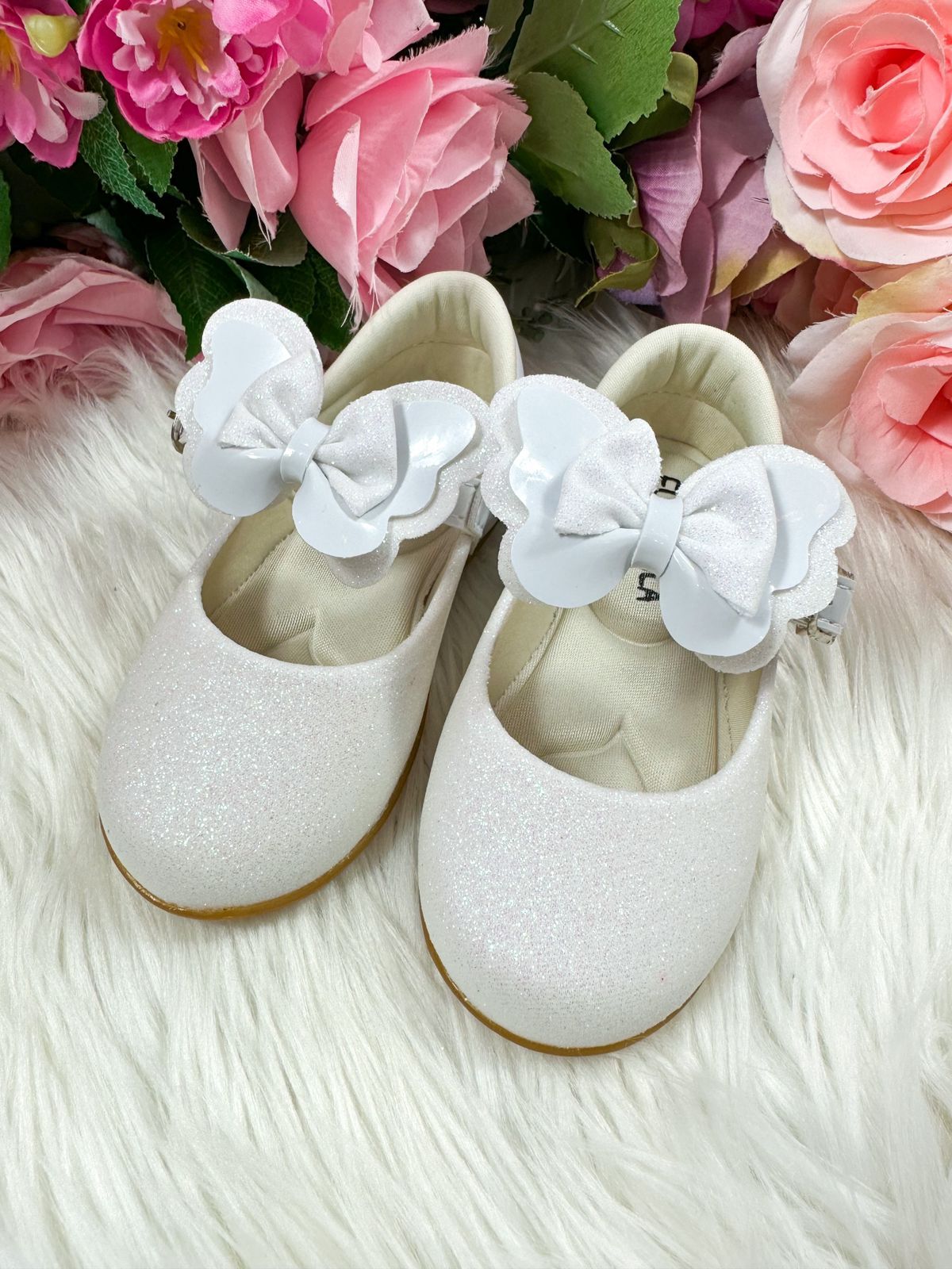 Sapatilha Flor Di MIla Baby Branco Gliter (SPTLFLRDMLBBBRNCGT)