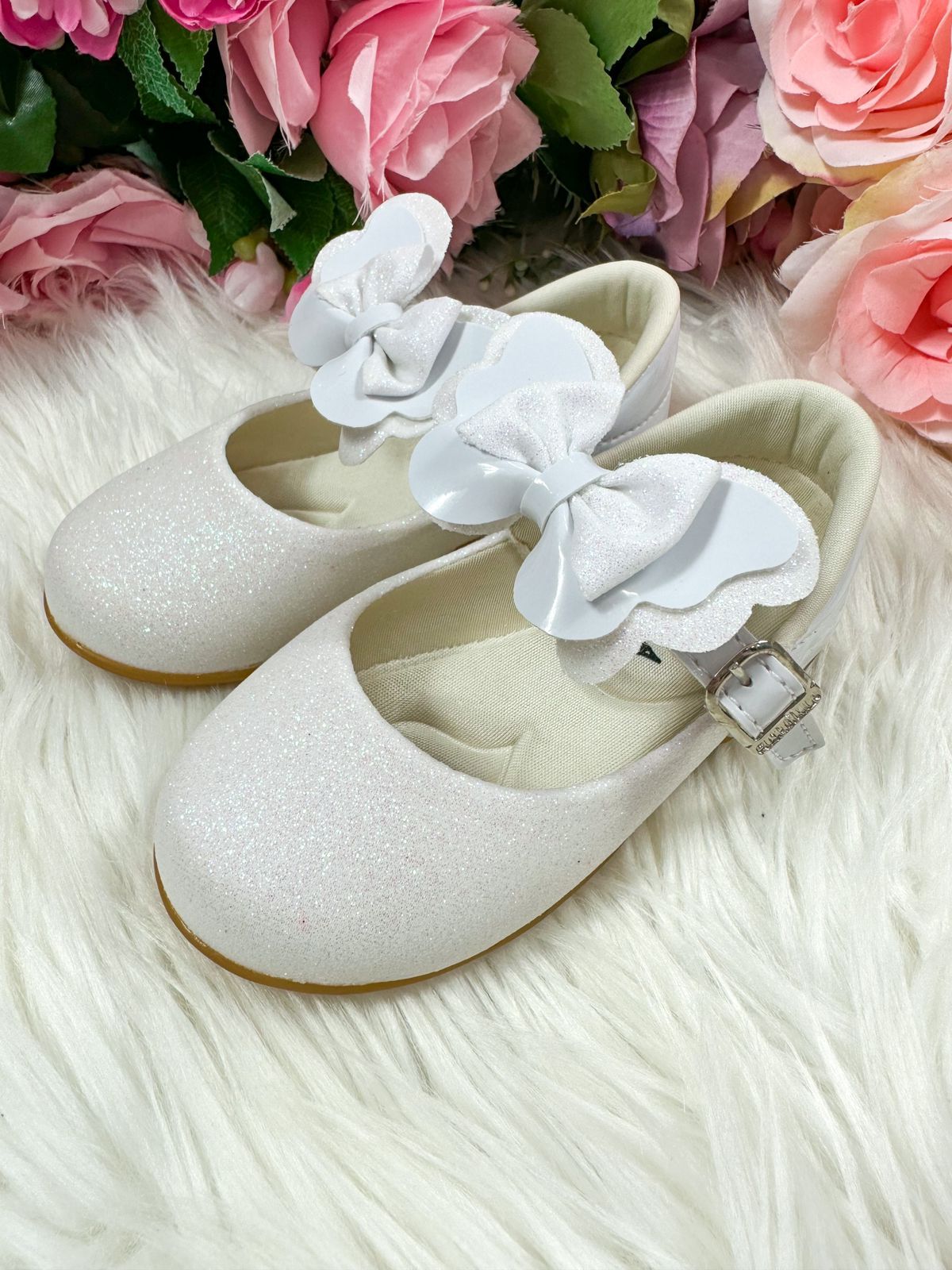 Sapatilha Flor Di MIla Baby Branco Gliter (SPTLFLRDMLBBBRNCGT)