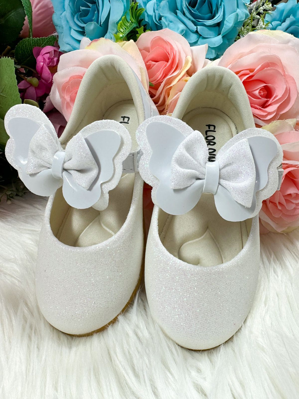 Sapatilha Flor Di MIla Baby Branco Gliter (SPTLFLRDMLBBBRNCGT)