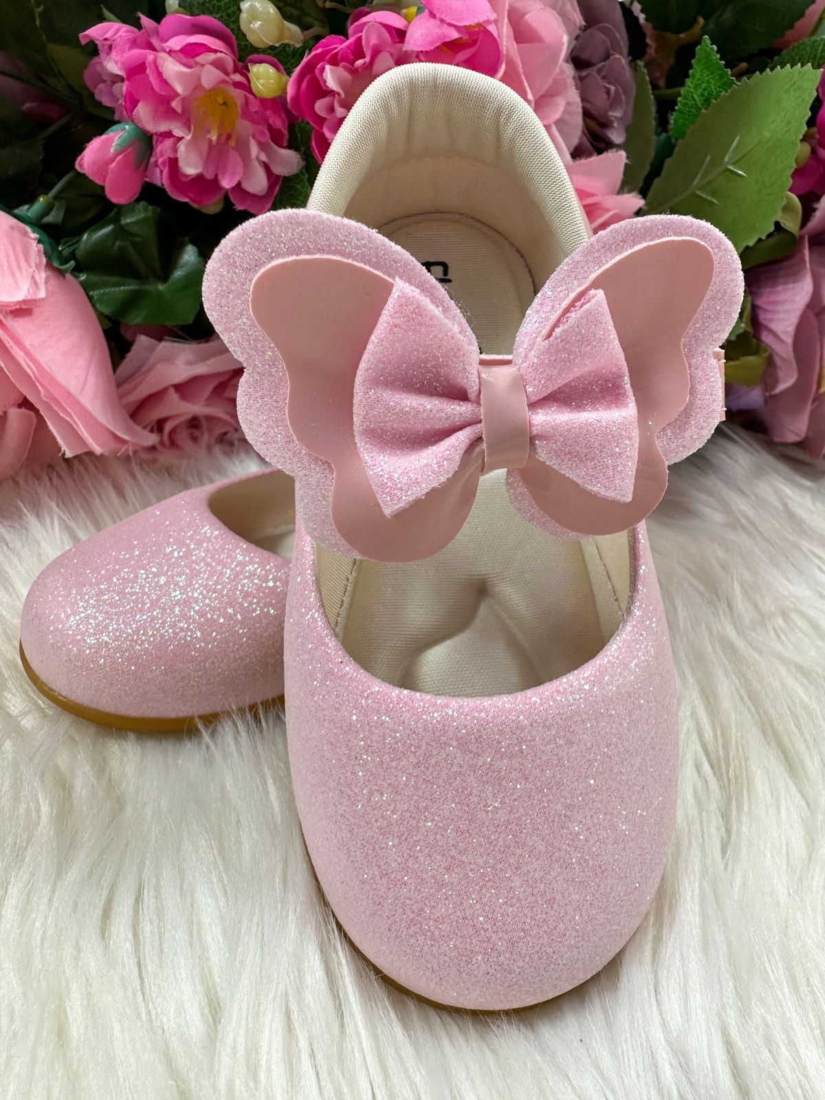 Sapatilha Flor Di MIla Baby Rosa Gliter (SPTLFLRDMLBBRSGLT)