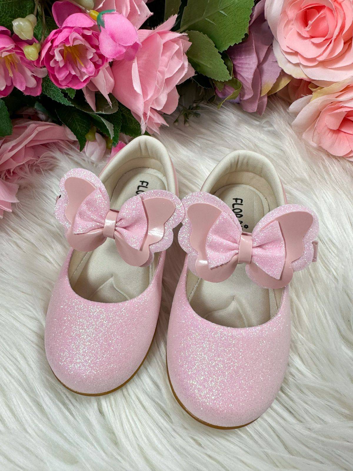 Sapatilha Flor Di MIla Baby Rosa Gliter (SPTLFLRDMLBBRSGLT)