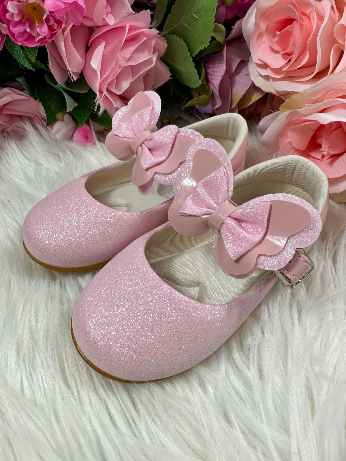 Sapatilha Flor Di MIla Baby Rosa Gliter (SPTLFLRDMLBBRSGLT)