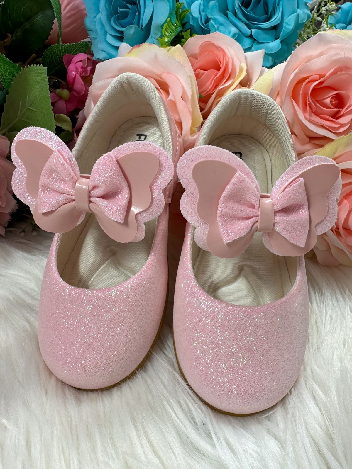 Sapatilha Flor Di MIla Baby Rosa Gliter (SPTLFLRDMLBBRSGLT)