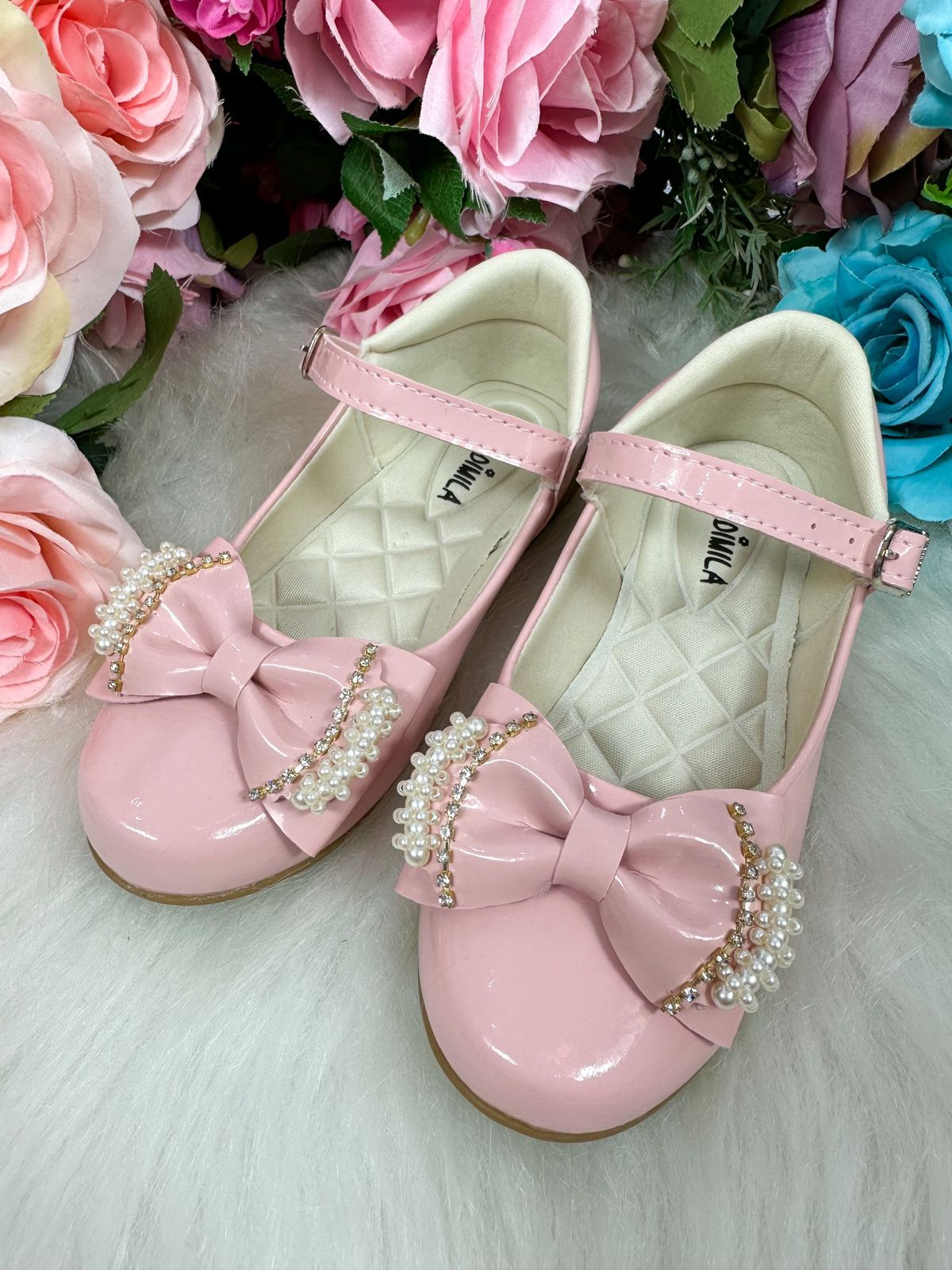 Sapatilha Flor di Mila Rosa Bebe Perolas Neide (SAPAFLOMROSABBPER)
