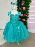 Vestido Marie Longo Manga Princesa Verde Tiffany (VESTMRLGVRDTFF)