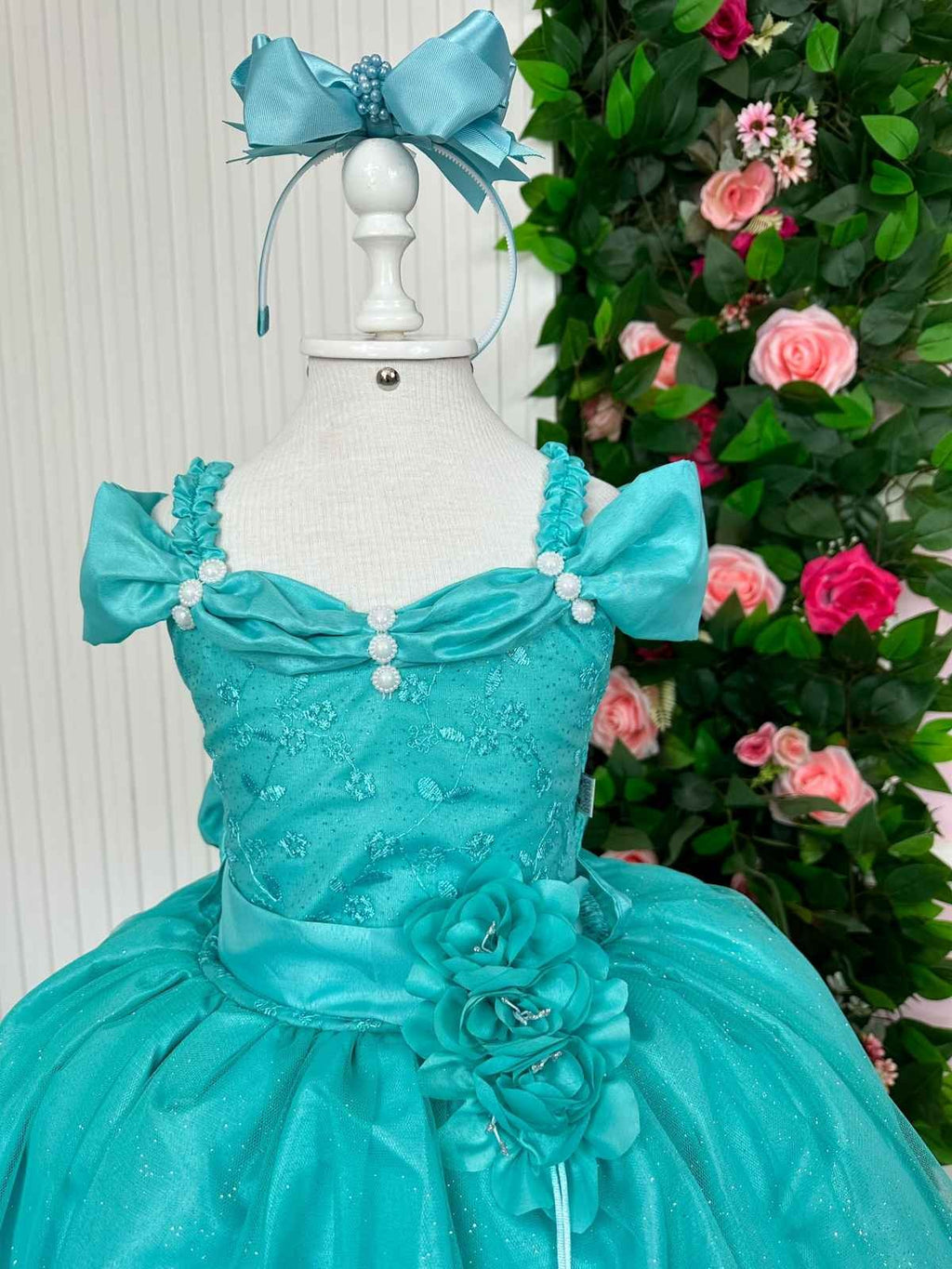 Vestido Marie Longo Manga Princesa Verde Tiffany (VESTMRLGVRDTFF)