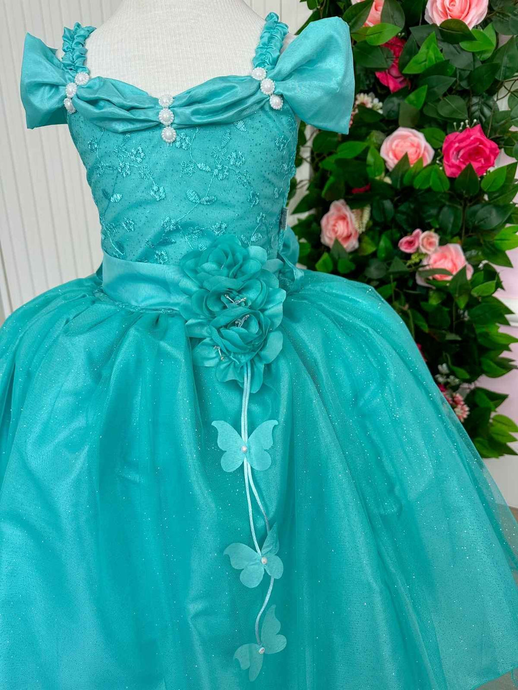 Vestido Marie Longo Manga Princesa Verde Tiffany (VESTMRLGVRDTFF)