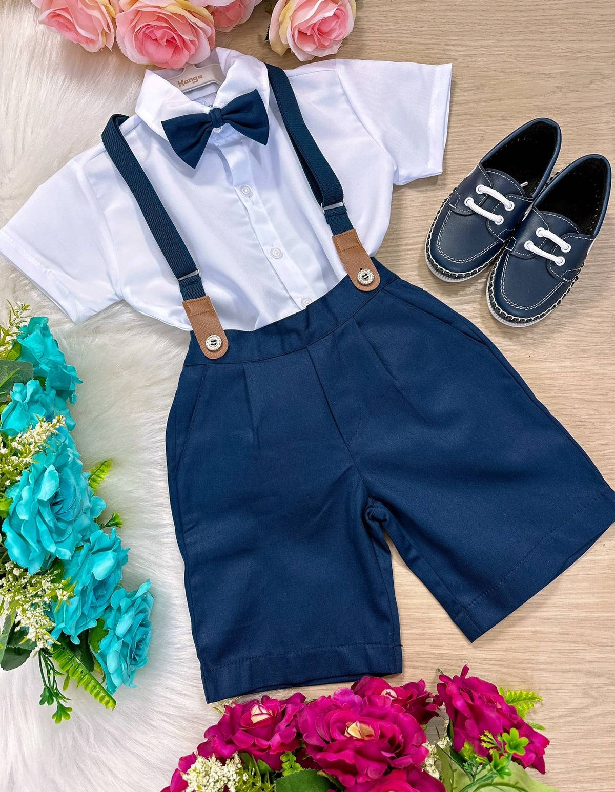 Conjunto Meninos Kanga Social Miguel Azul Marinho Suspensorio Shorts (CJTMSCKNGBBC7)