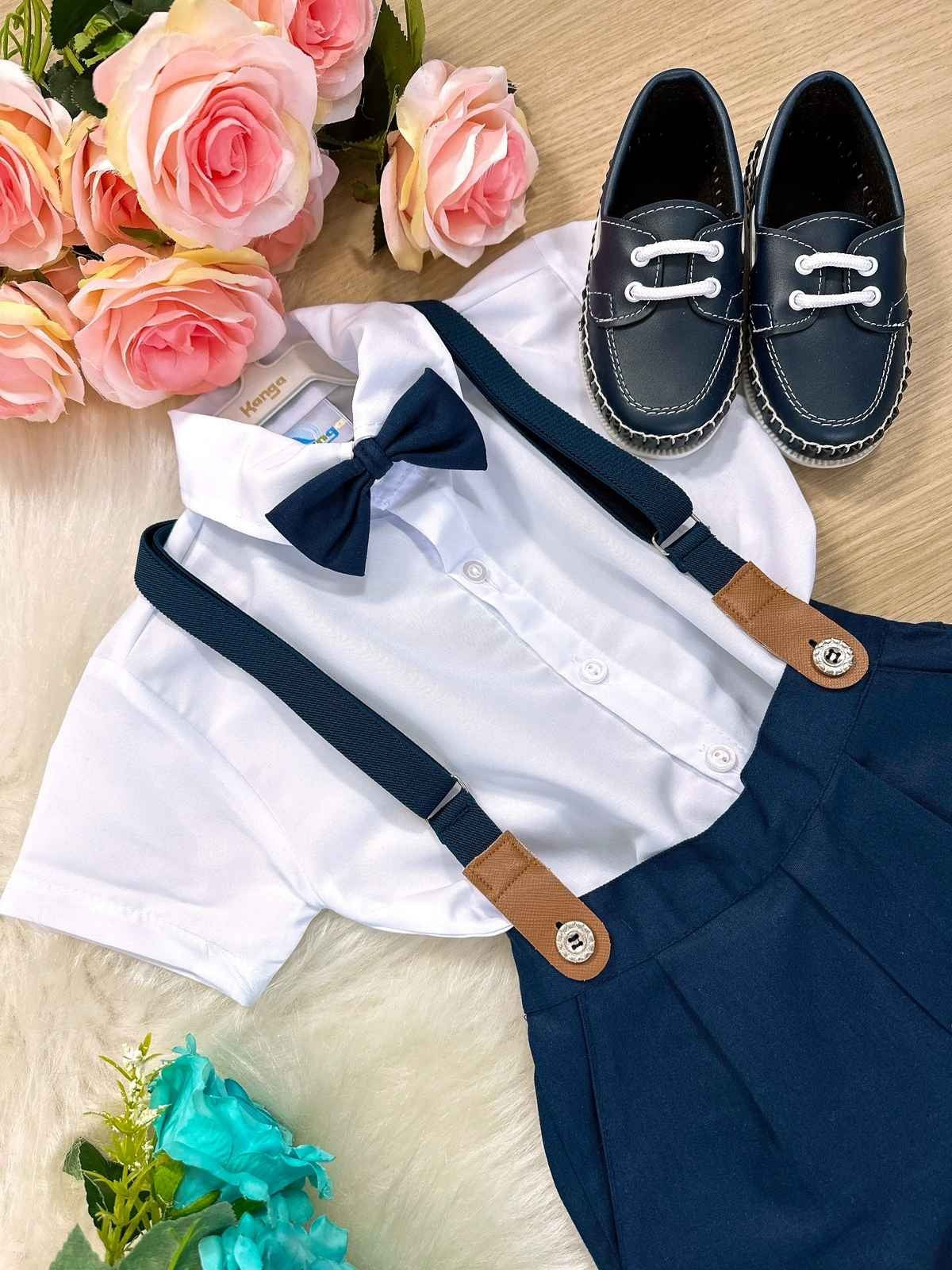 Conjunto Meninos Kanga Social Miguel Azul Marinho Suspensorio Shorts (CJTMSCKNGBBC7)