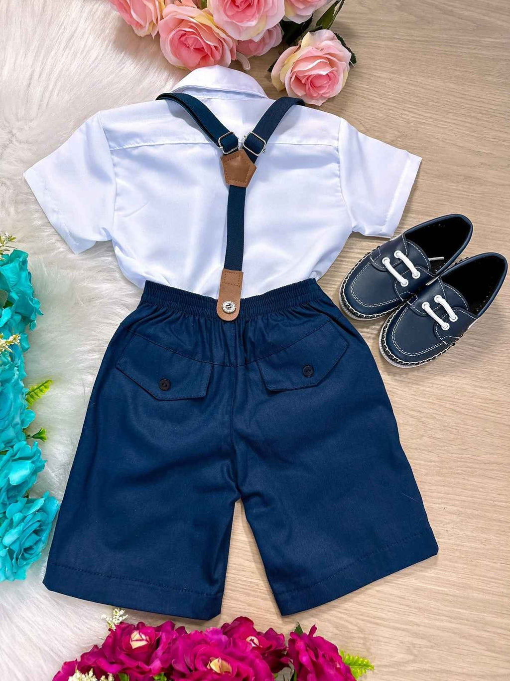 Conjunto Meninos Kanga Social Miguel Azul Marinho Suspensorio Shorts (CJTMSCKNGBBC7)