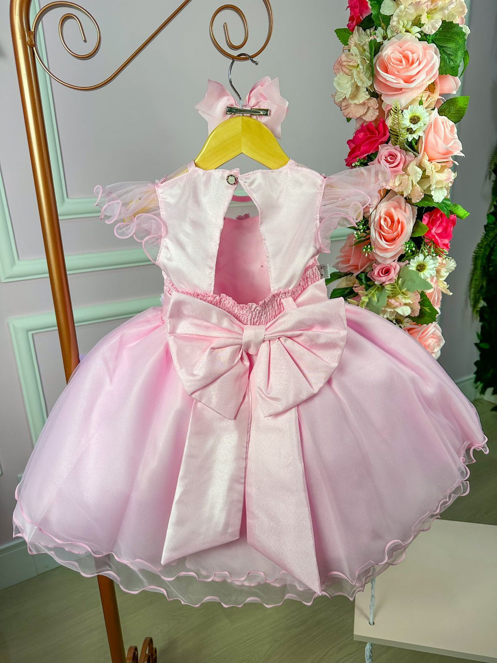 Vestido Marie Rosa Jardim Encantado Laço