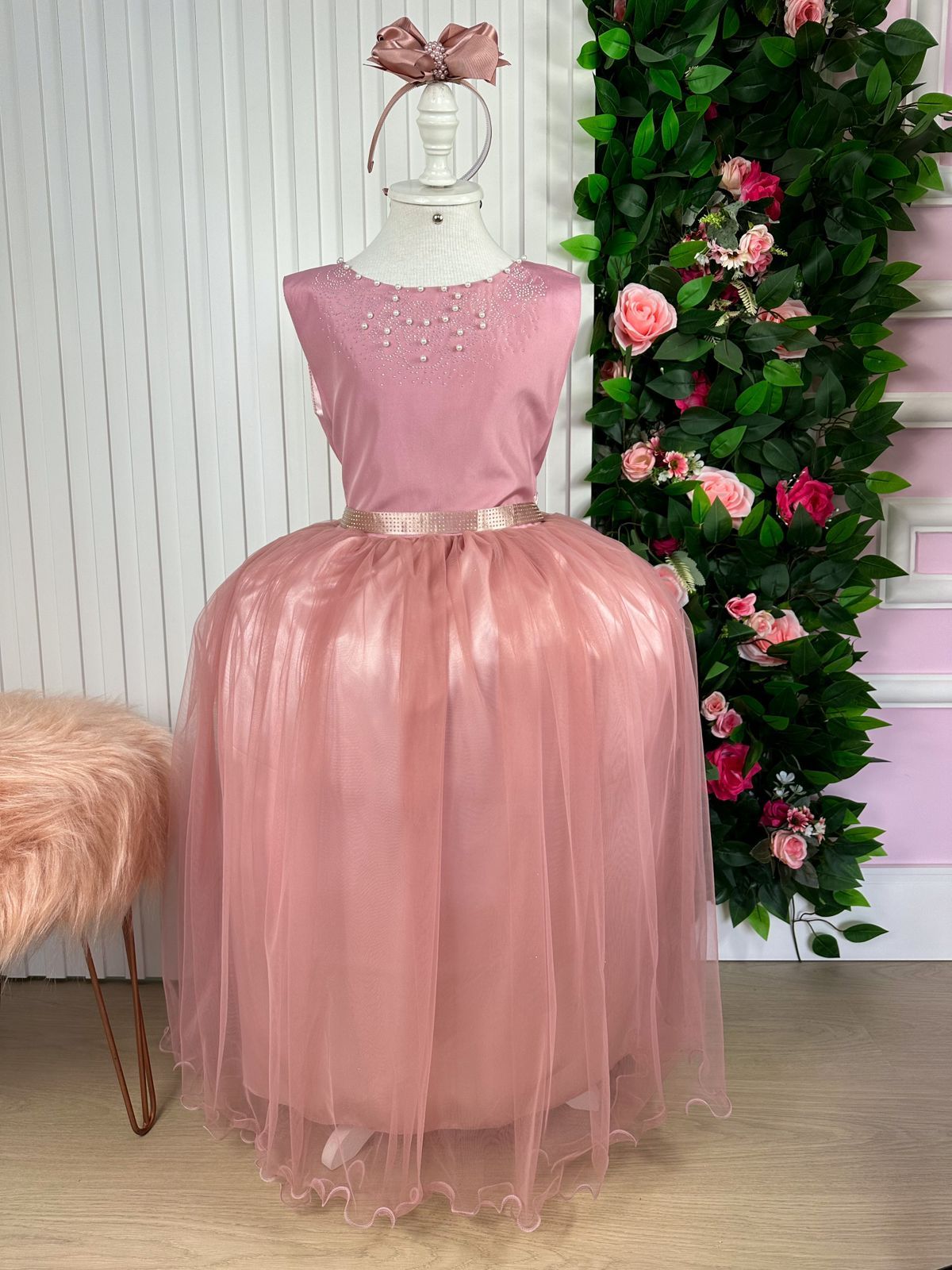 Vestido Infantil Enjoy Longo Regata Rosê (VESTINFENJLGRS)