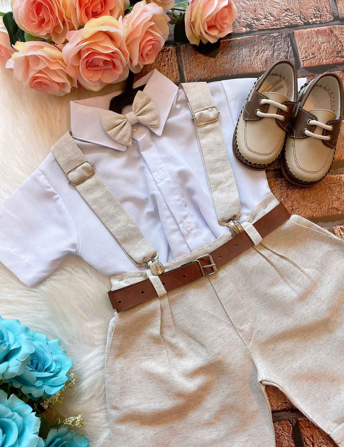 Conjunto Miss Cherry Social Linho Shorts Gustavo (CJTMSCRSCLNSHT)