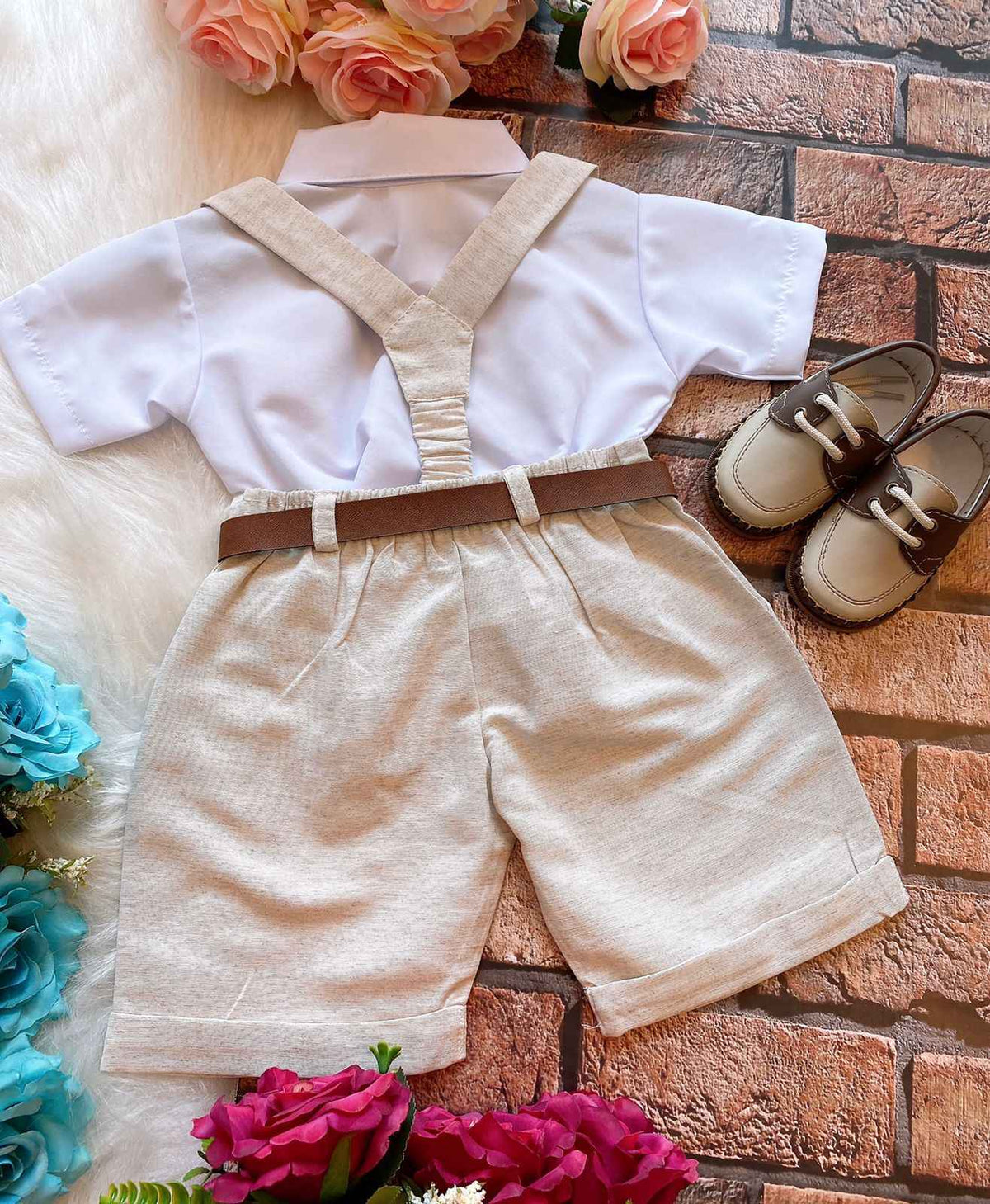 Conjunto Miss Cherry Social Linho Shorts Gustavo (CJTMSCRSCLNSHT)