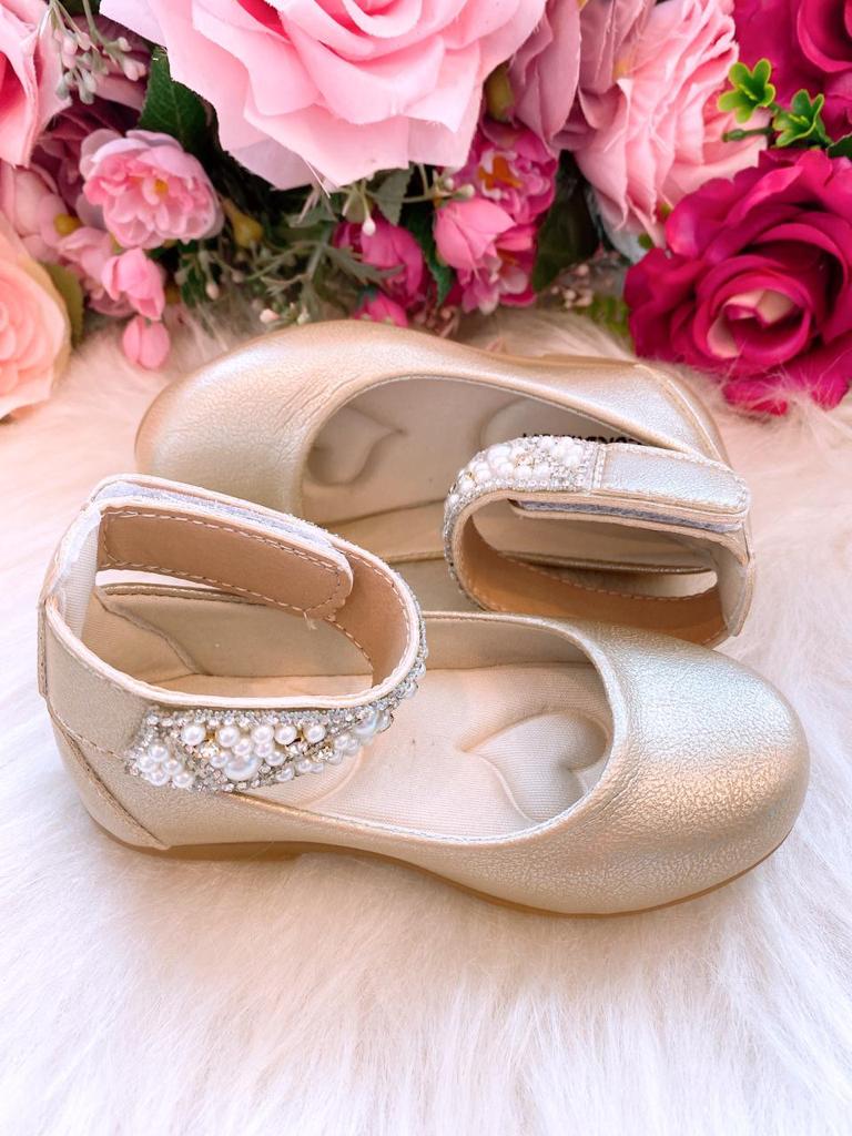 Sapatilha Flor di Mila Dourado "Perolas" Luxo (SPTFLDMILDOUPRLSLX)