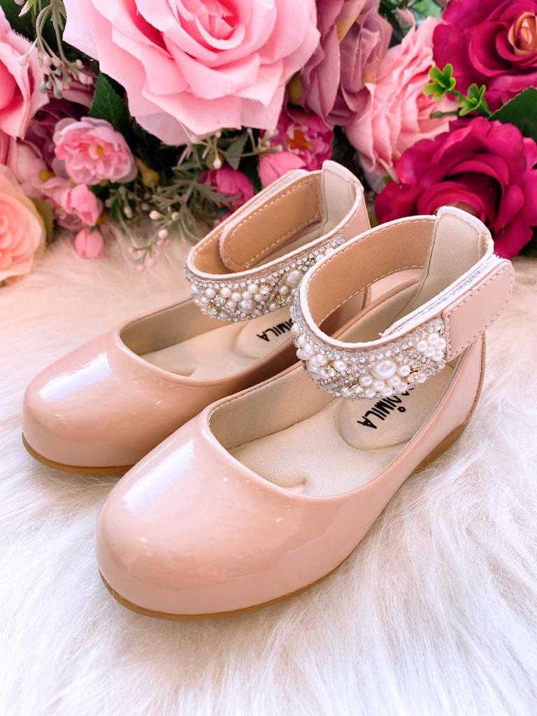 Sapatilha Flor di Mila Nude - Rose "Perolas" Luxo (SPTFLDMILNDPRLSLX)