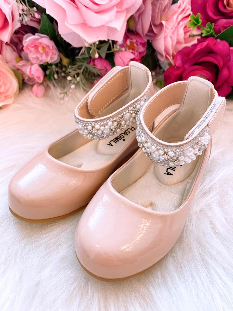 Sapatilha Flor di Mila Nude - Rose "Perolas" Luxo (SPTFLDMILNDPRLSLX)