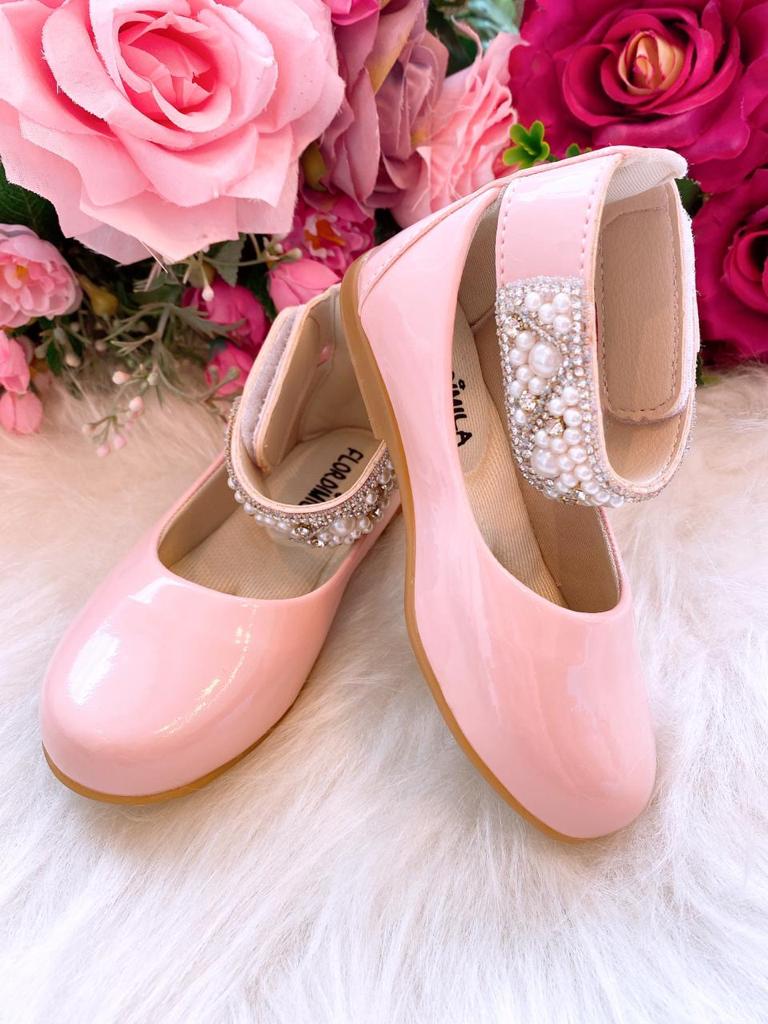 Sapatilha Flor di Mila Rosa Bebê "Perolas" Luxo (SPTFLDMILRSBBPRLSLX)
