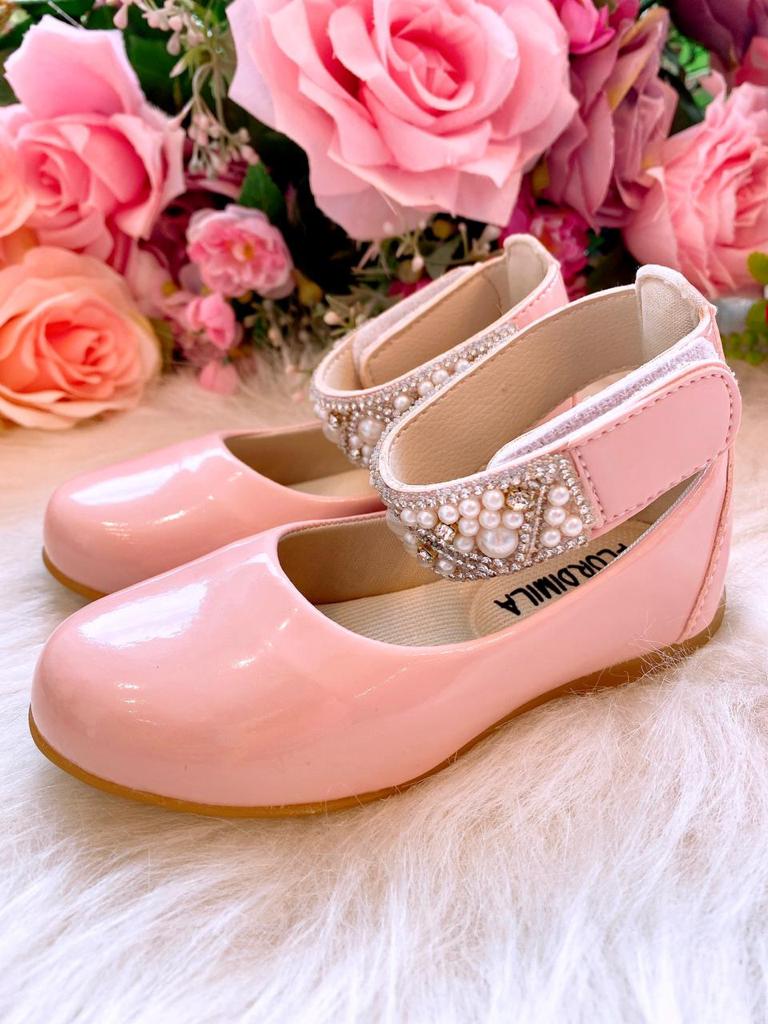 Sapatilha Flor di Mila Rosa Bebê "Perolas" Luxo (SPTFLDMILRSBBPRLSLX)