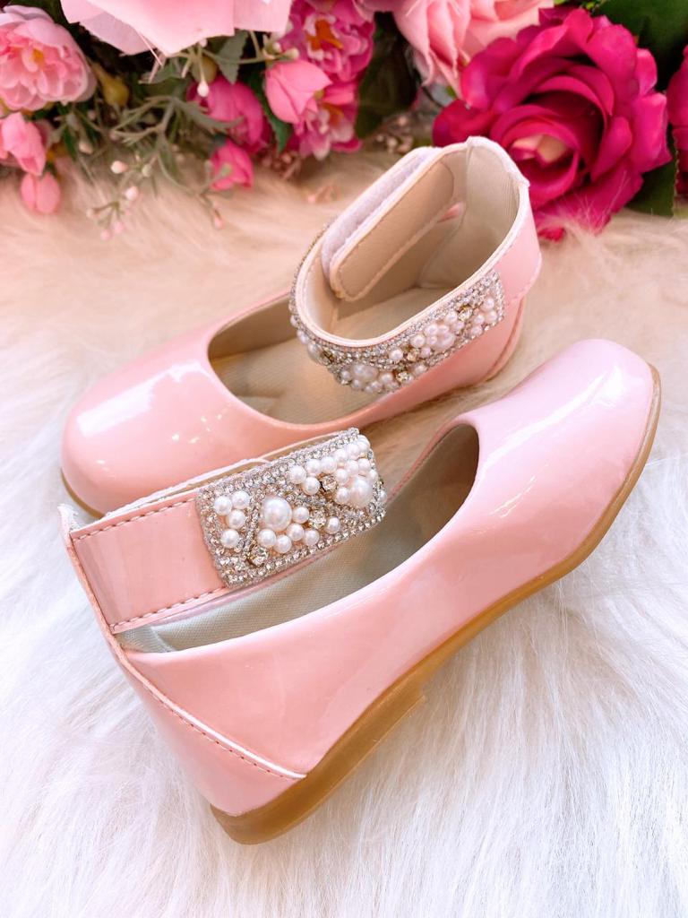 Sapatilha Flor di Mila Rosa Bebê "Perolas" Luxo (SPTFLDMILRSBBPRLSLX)