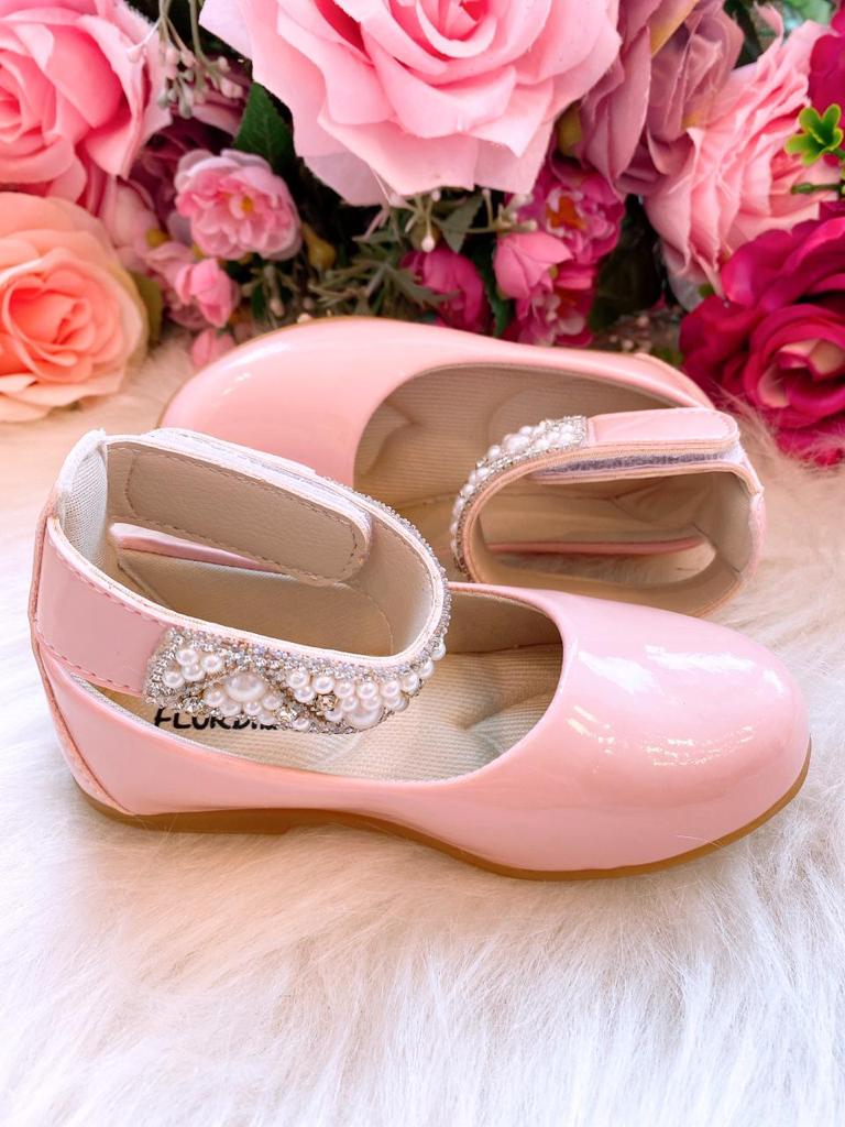 Sapatilha Flor di Mila Rosa Bebê "Perolas" Luxo (SPTFLDMILRSBBPRLSLX)